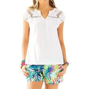 LILLY PULITZER resort white Avery lace tee XS